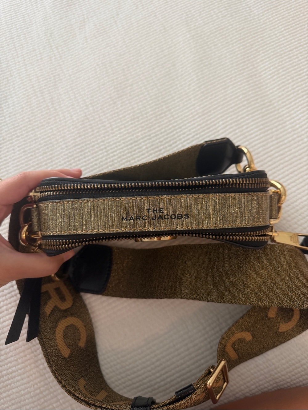 Marc Jacobs Gold Metallic Snapshot Crossbody with Branded Strap - Picture 5 of 6